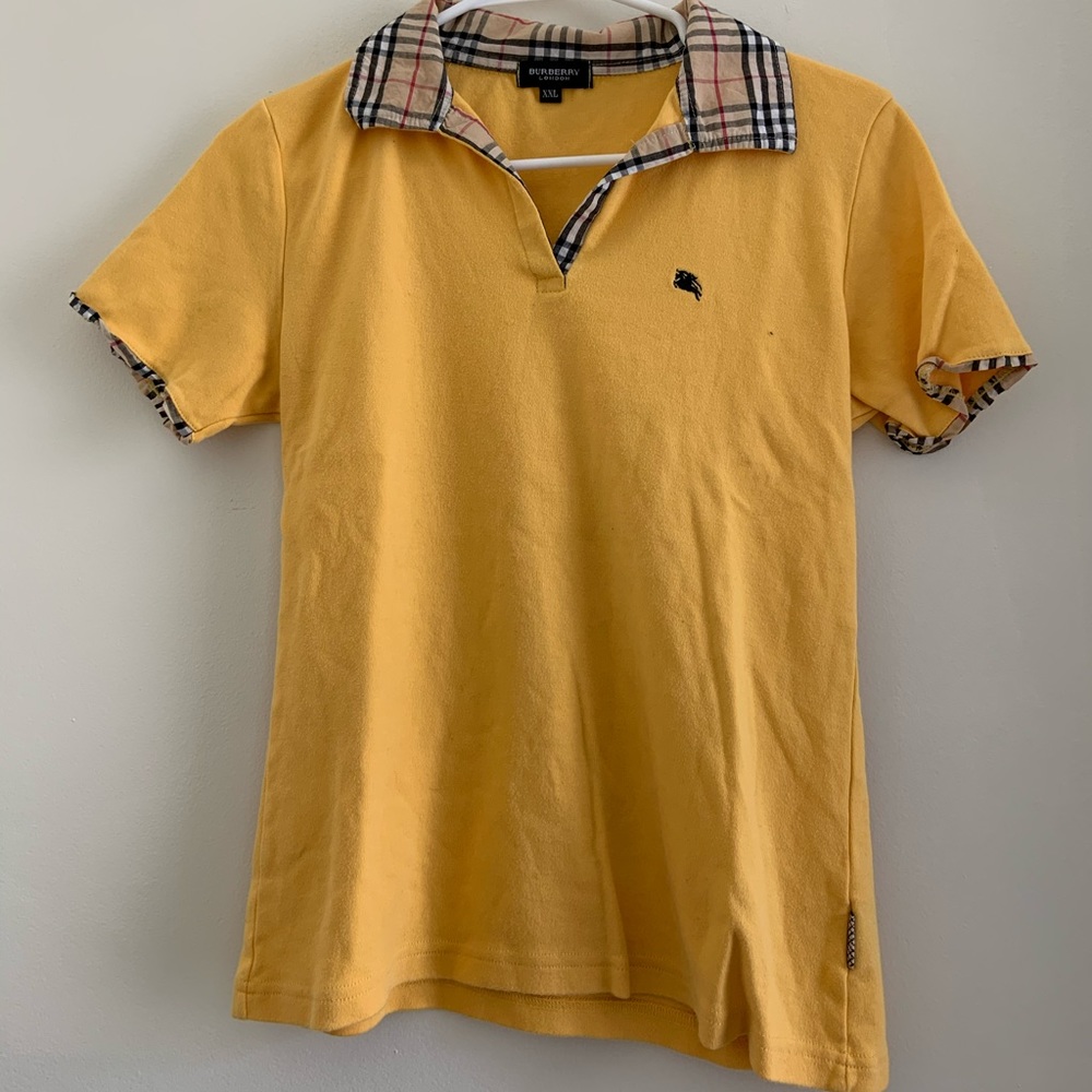 Yellow Short Sleeve With Plaid Collar & Sleeves